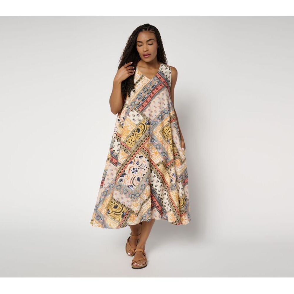 Susan Graver Women's Petite Dress PL Passport Dolce Multi-colored A690976